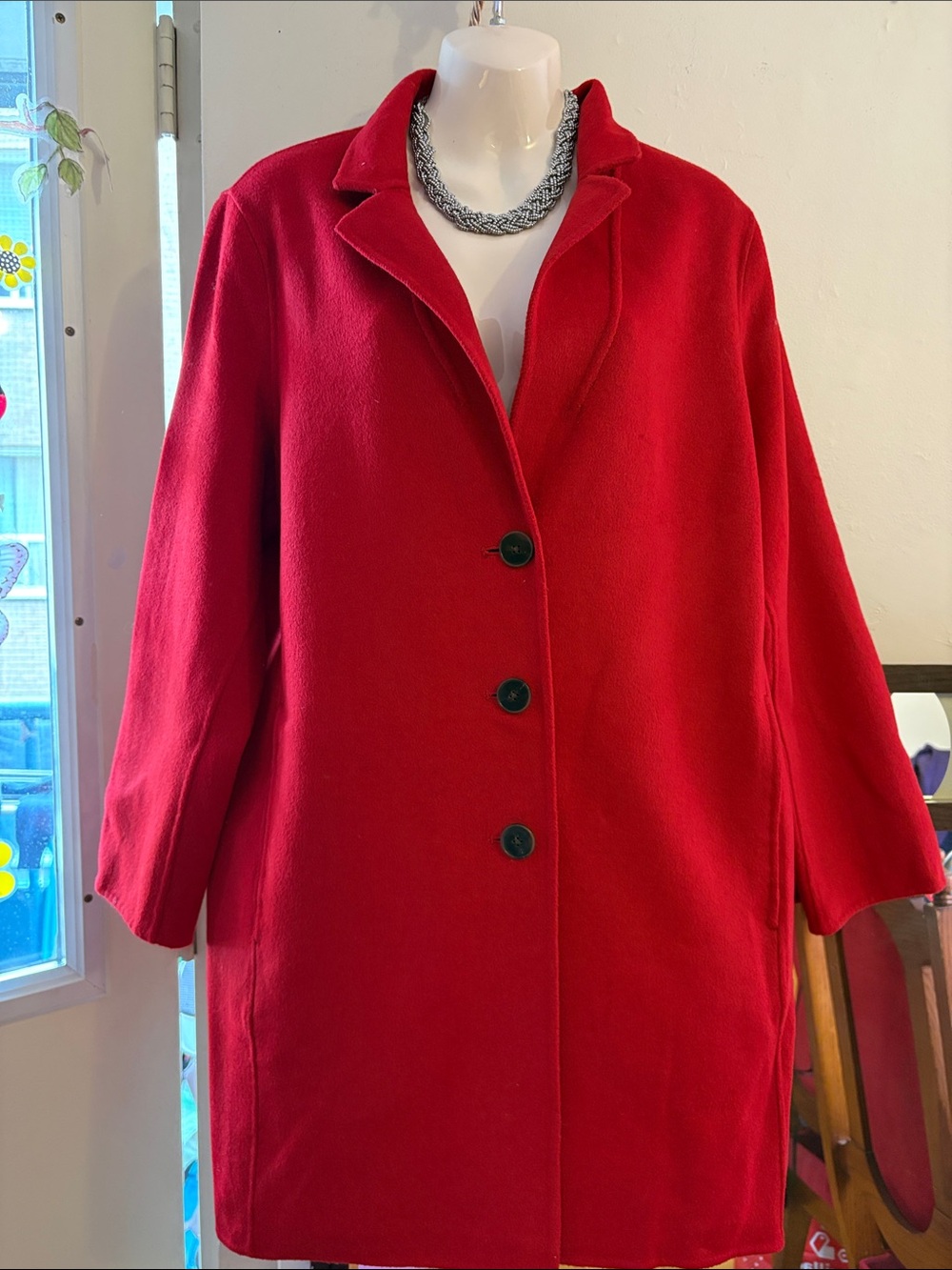 Banana Republic Bright Red Single-Breasted Peacoat. 53. Wool